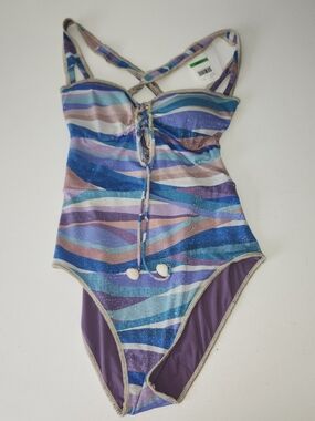 BECCA Sparkle Wave One-Piece Swimsuit - Blue Purple Pink